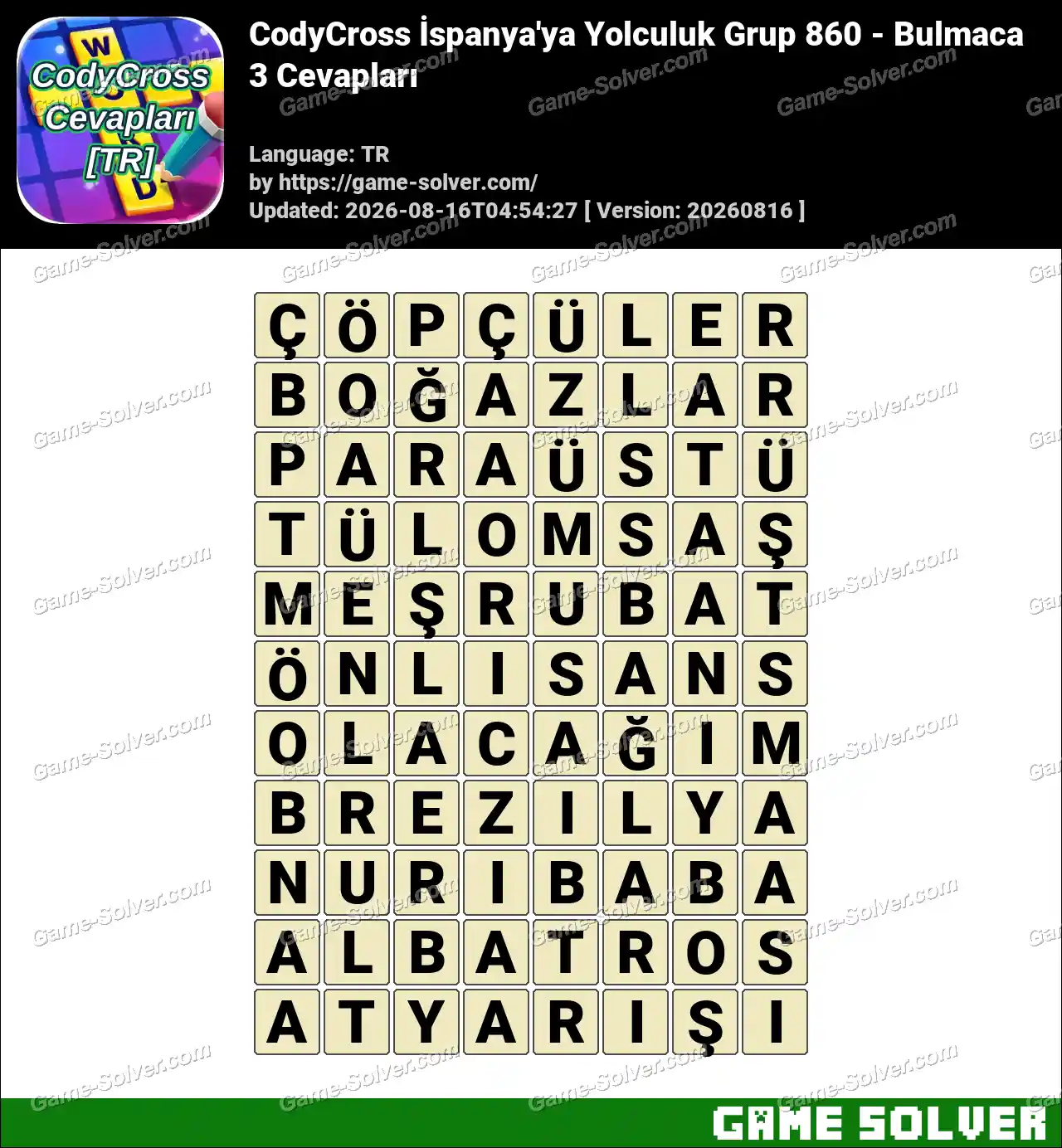 CodyCross İspanya’ya Yolculuk Grup 860 – Bulmaca 3 Cevapları